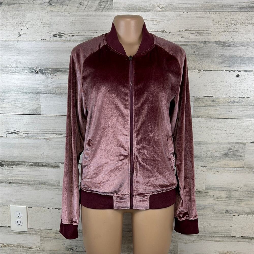Arizona Jeans Co. Rose Gold Velour Velvet Full Zip Jacket Women’s Size Large